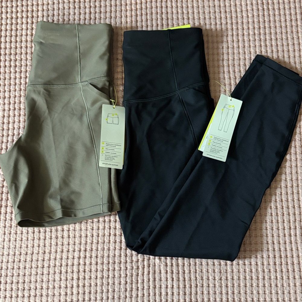 NWT all in motion Women's High-Waist Leggings - Black and Brown shorts Size XS